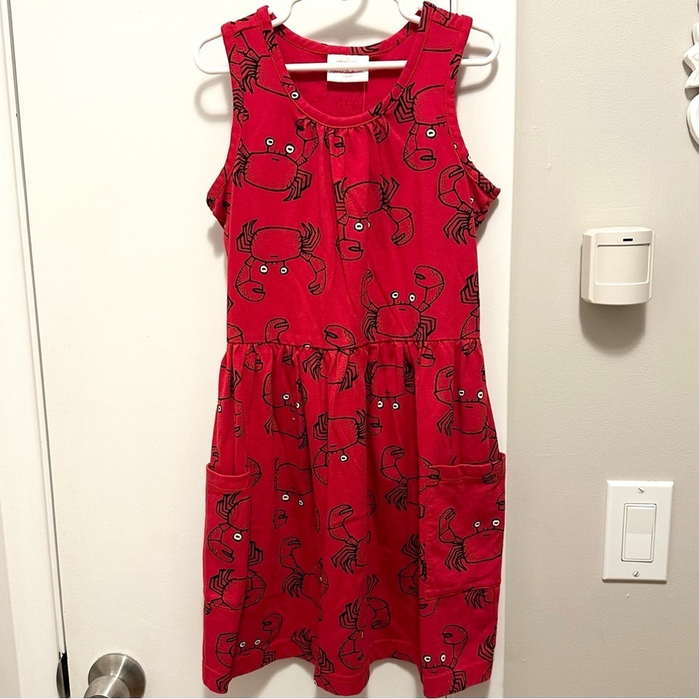Hanna Andersson Red Black Crabs Sleeveless Tank Dress 8 Girls NWT Summer